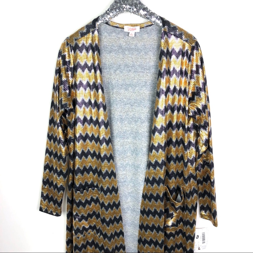 NWT LuLaRoe Cardigan Silver Kimono SZ Large
